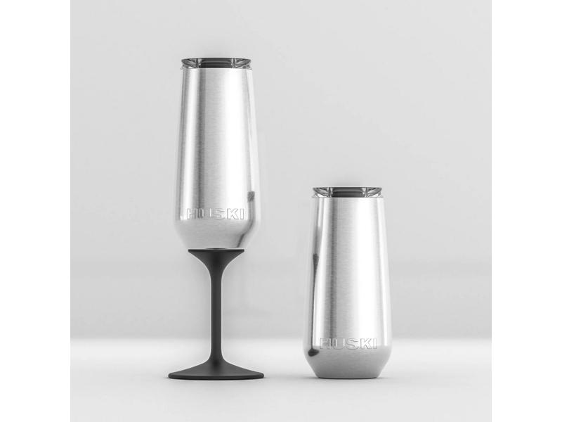 product image for Huski Stone Brushed Stainless Champagne Flute Stemware 